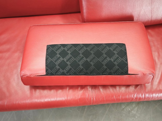 Wittmann Übergroßes rotes Leder Lounge Sofa, Österreich, 2000er, Sofagarnitur (Foto 10 von 19)