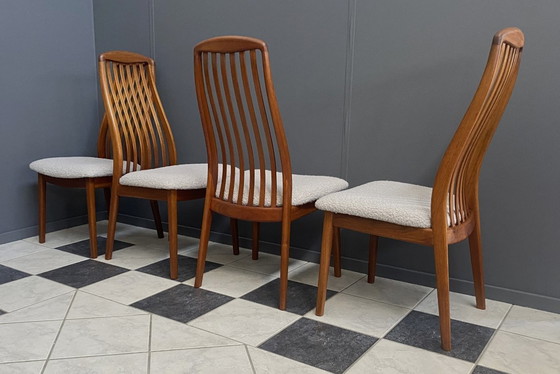 Image 1 of Set of 4 Kai Kristiansen dining chairs 1960s  in White Boucle