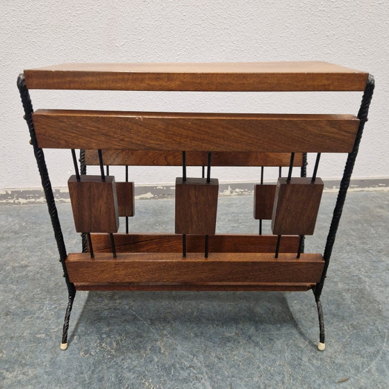 Table à Revues Années 60 Table d'Appoint Porte-revues Porte-journaux – Tables d'appoint, Metal, Wood (photo 7 of 11)