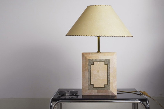 Image 1 of Vintage Marble Table Lamp Italian Art Deco Stone Lamp Geometric Marble Lighting Mid Century Modern Accent Lamp