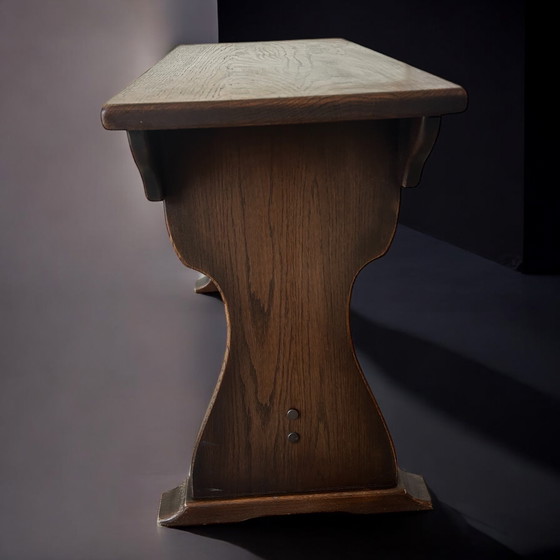 Image 1 of Vintage Solid Wood Storage Bench/Piano Stool Arts & Crafts Style - 1980s