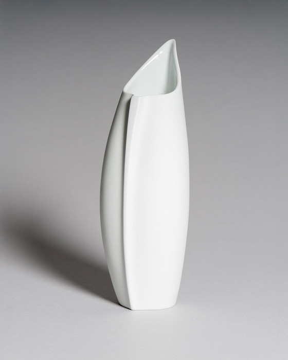Image 1 of Curated Porcelain Duo: Lino Sabattini "Penguin" Vase (22cm) & Uta Feyl Sculptural Mini Vase – Rosenthal Studio Line, 1980s