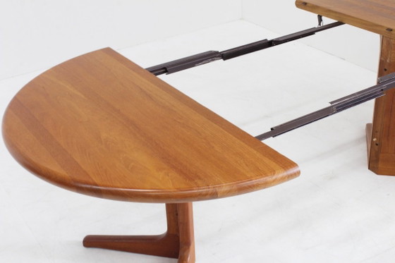 Table de salle à manger ronde extensible vintage danoise en teck massif Glostrup – Tables de salle à manger (photo 5 of 8)