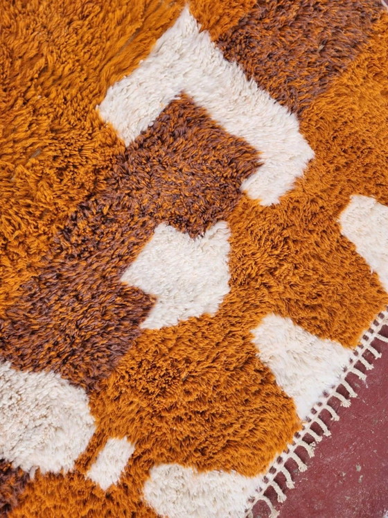 Tapis Beni Ouarain 300x200 cm – Laine épaisse, motifs berbères ocre & écru, – Coton, Bohemian (photo 7 of 11)