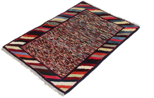 Original Persian carpet Gabbeh Ghashghai oriental carpet 114 cm x 82 cm old natural
