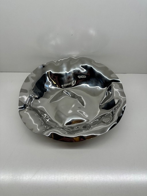 Sarrià Lluís Clotet wastebasket for Alessi 2000, Mirror Polished Chrome Stainless Steel, Signed