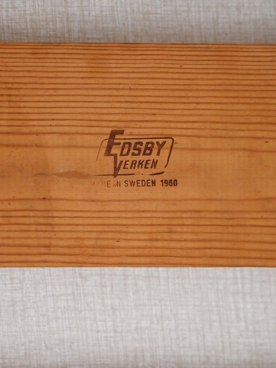 Image 1 of Vintage Scandinavian Edsbyverken Extendable Table with Checkered Formica Top