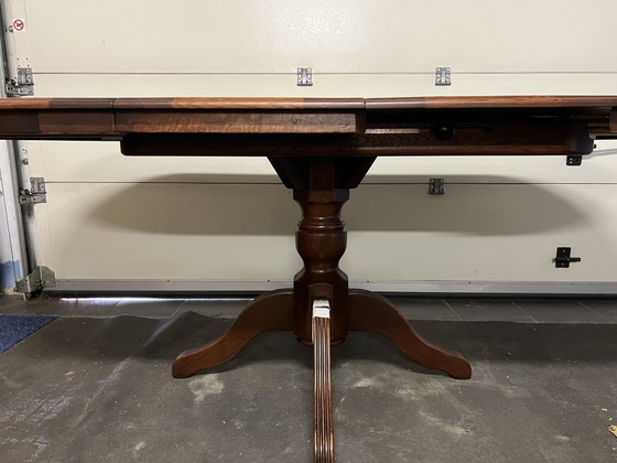 Image 1 of Bannink Art Nouveau dark cherry wood dining table extendable