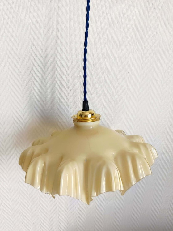 Image 1 of Art Deco draped yellow glass pendant light