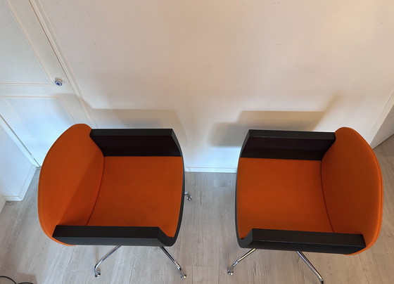 Image 1 of Set de 2 Billiani Design Lounge-/Vergaderstoelen – Italia – Oranje Stof