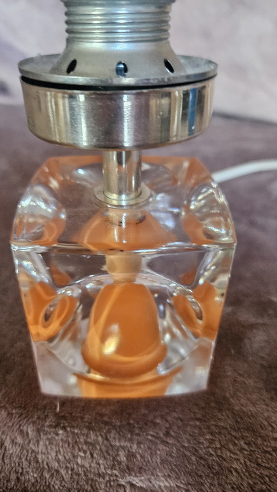 Image 1 of Lamp base cube resin orange retro