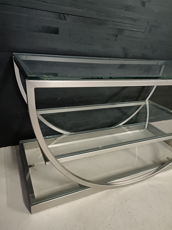 Image 1 of Metal coffee table with glass