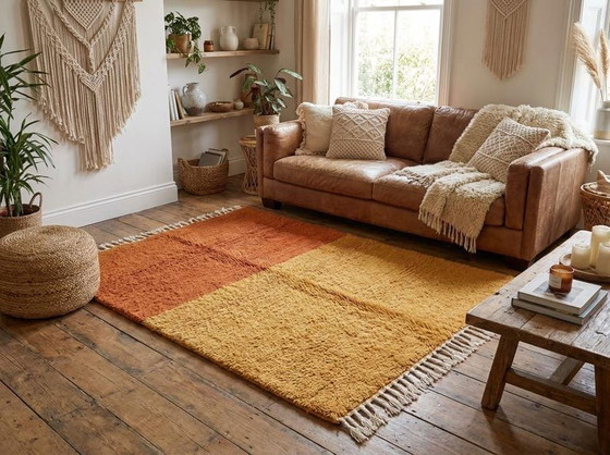 Image 1 of Handwoven natural wool rug, traditional method, 2/3 m