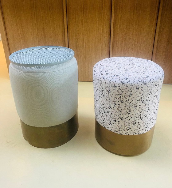 Image 1 of 2x sgabello in tessuto + fascia in metallo