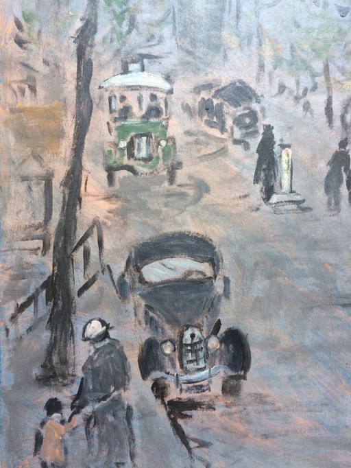 Oil on panel by the painter Henry Saint-Clair (1899-1990) "The Saint-Martin Gate in Paris"