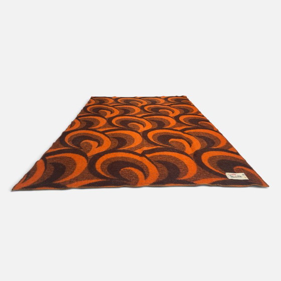 Aabe Vintage Wollen Deken Jaren 70 Oranje En Bruine – Decoratieve objecten, Wool (photo 10 of 11)