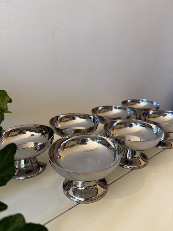 Image 1 of Set of 7 Chrome ice cream coupes