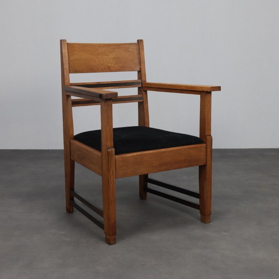 Image 1 of Raffinata coppia di poltrone Art Déco in rovere e Coromandel, attribuite a L.O.V. Oosterbeek, anni '30