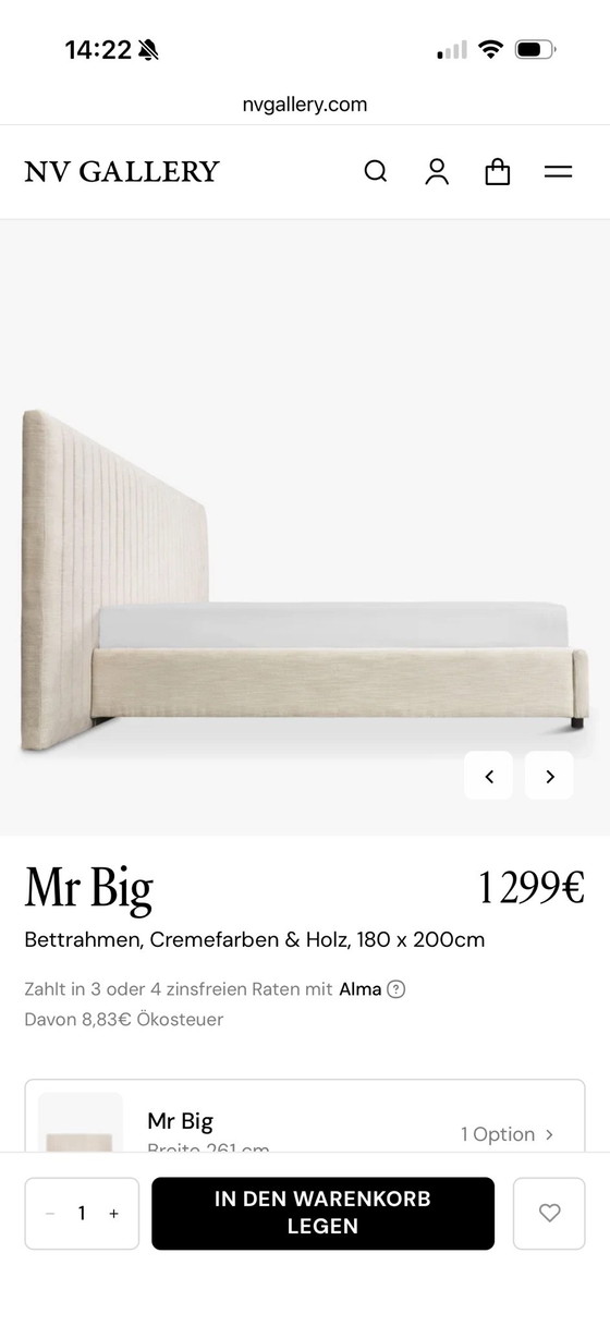 Letto designer NV Gallery | Crema | 180x200cm, Letti, Tessile, Legno (foto 4 di 14)