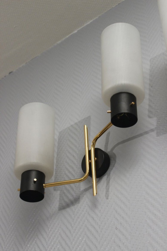 Image 1 of Pareja de apliques de pared de los años 50, diseño Arlus Lunel Guariche Stilnovo