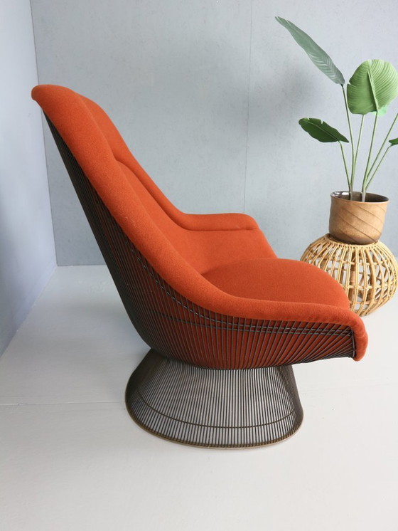 Image 1 of Early bronze lounge chair by Warren Platner for Knoll 1960s in rust red