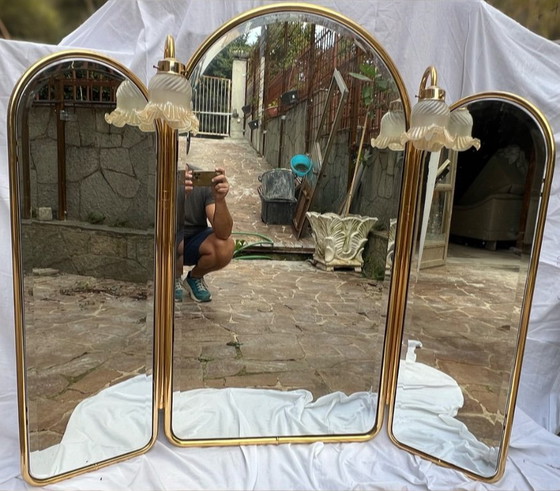 Image 1 of Vintage gold brass mirror