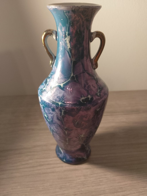 Rare Art Deco vase in uranium glass, manufactured by Scailmont, Belgium, shape 78 and monogram