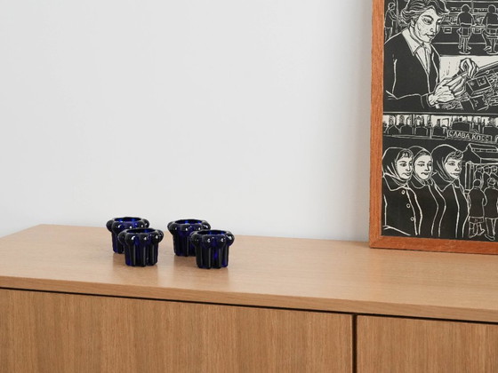 Image 1 of Set kobaltblauer Kerzenhalter, französisches Design, 1970er Jahre, hergestellt in Reims
