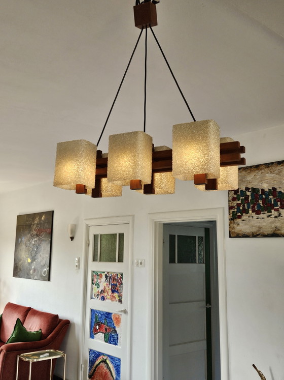 Lámpara colgante escandinava antigua – Lámparas colgantes, Wood, Glass (photo 6 of 10)