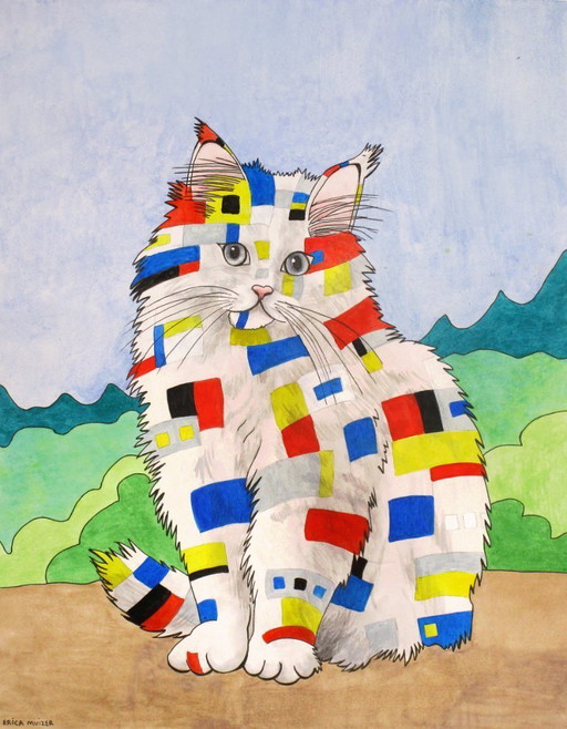 The 'Mondriaan' Cat (hand-painted)