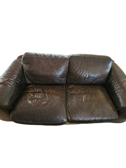 Sofa en cuir - Vachette véritable marron - 2-3 places - 208 cm