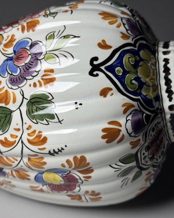 Image 1 of Hand-Painted Polychrome Delft Faience Vase Plateelbakkerij RAM, Arnhem, Netherlands
