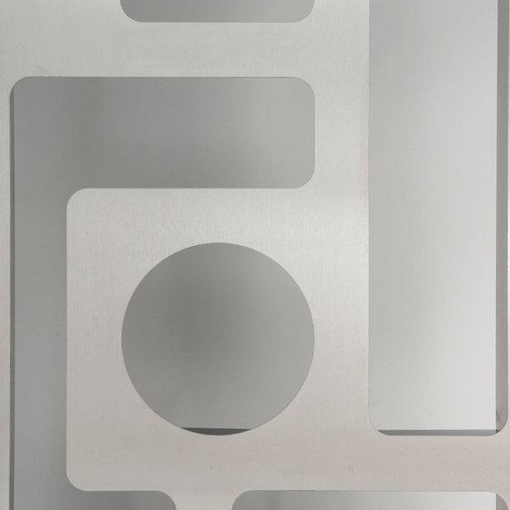 Perforated brushed stainless steel Room screen, contemporary French work – Metal (photo 8 of 9)