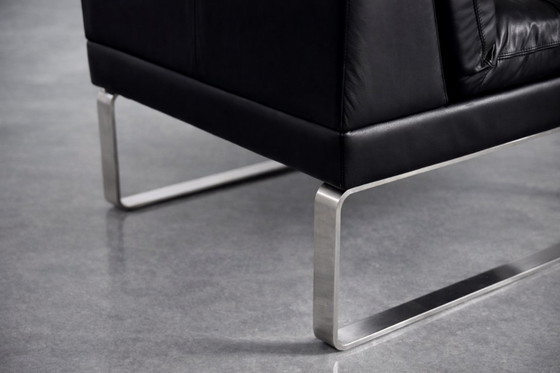 Image 1 of Vintage Mid-Century German Modern Minimalist Leather & Chrome Modular Sofa from Klöber, 1980s, Set of 4