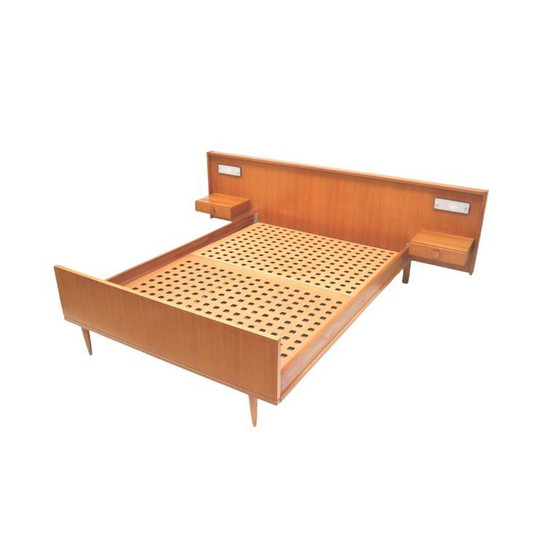 Image 1 of Lit double vintage avec tables de chevet flottantes fabriqué dans les années 1960