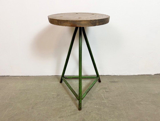 Image 1 of Grüner Werkstatthocker im Industriestil, 1960er Jahre