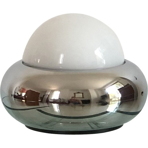 Lampada vintage UFO in metallo cromato per Luci Illuminazione, Italia anni '70