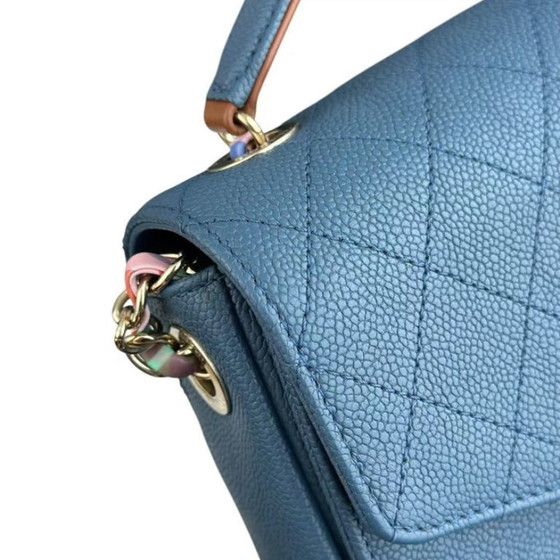 Image 1 of Chanel Coco Curve Cuba - Caviar Medium Quilted Dark Blue Gold Hardware Series 23