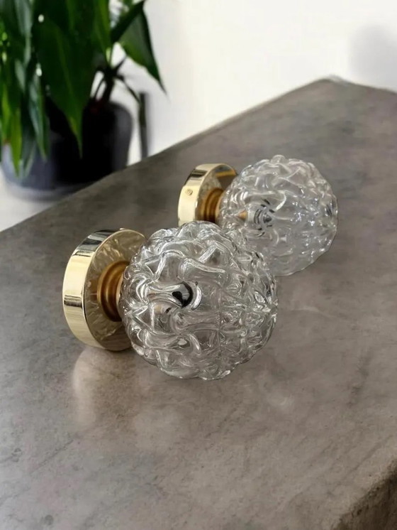 Image 1 of Pair Of Vintage Glass Globes Wall Sconces