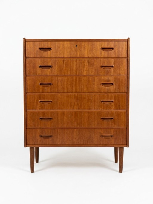 Deense Mid-Century Teak Tallboy Ladekasten