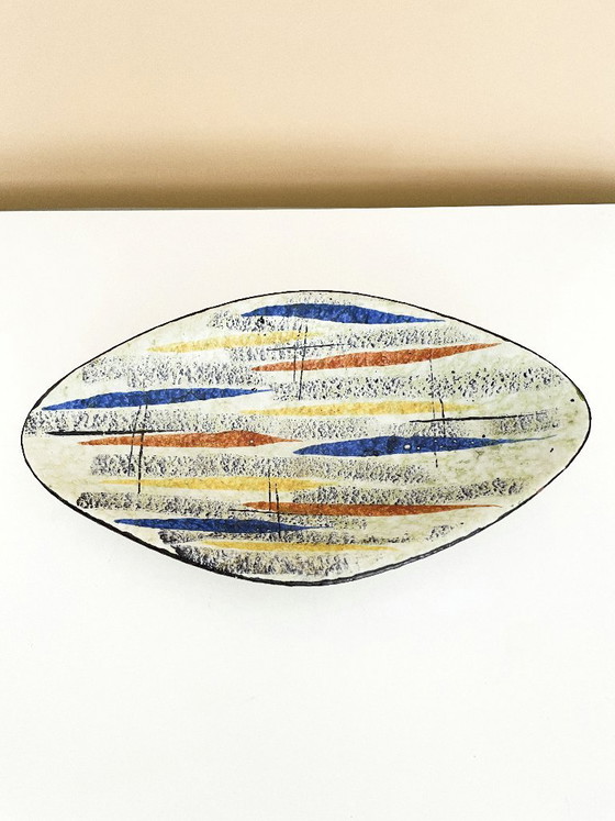 Plato Ovalado Ruscha Keramik: Cerámica de Pinceladas Abstractas de los Años 50, Era del Diseño Atómico (foto 6 de 12)