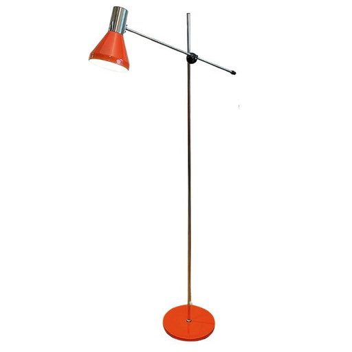 Lampadaire canne à pêche vintage en orange/chrome – Gura Leuchten