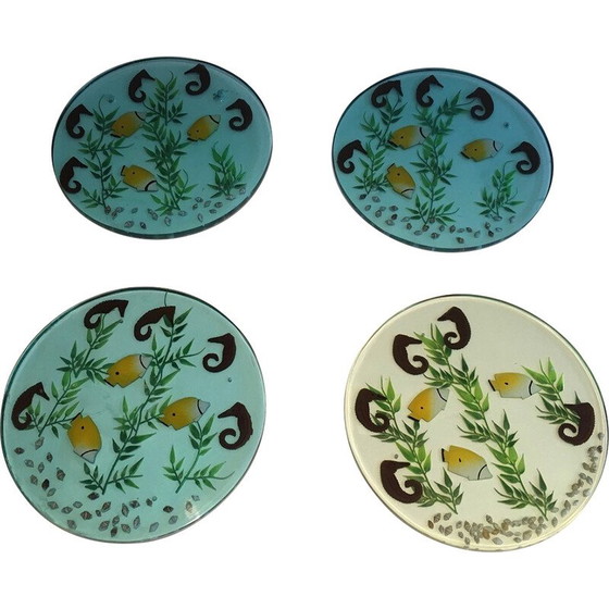 Image 1 of Set of 4 vintage resin trays, French 1970s