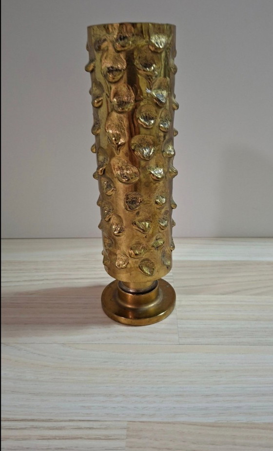 Image 1 of Vintage Brutalist Brass Vase - 60s/70s - Relief