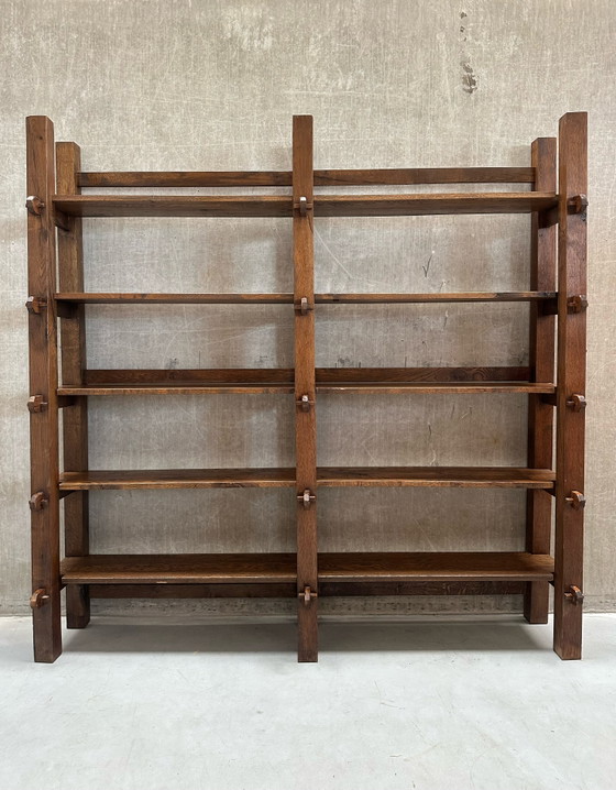 Image 1 of Vintage Wabi-Sabi - Brutalist solid oak wall cabinet