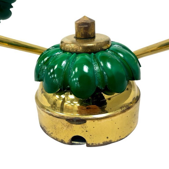 Image 1 of PRECIOSA double wall lamp | Czechoslovakia 1980s | malachite glass | brass | E14