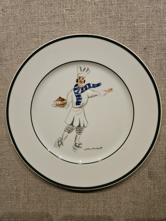 Guy Buffet 'Skating Chefs ' 4 porseleinen bordjes – Servies, Porcelain (photo 2 of 8)