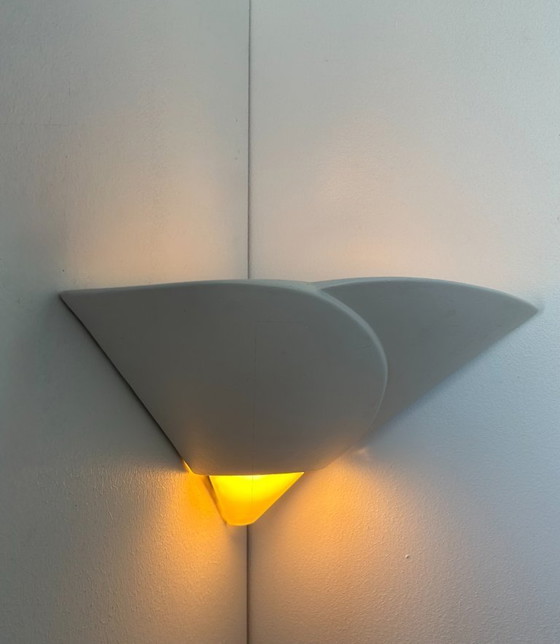 Image 1 of Vintage hoeklamp, gips en gezandstraald glas, Frankrijk 1970