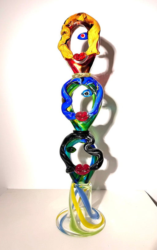 Escultura de tótem de cristal artístico estilo Murano – beeldhouwkunst, Glass