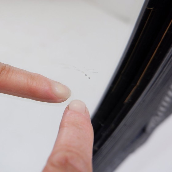 Image 1 of Grand miroir mural Vivai del Sud en bambou laqué noir - Années 1970